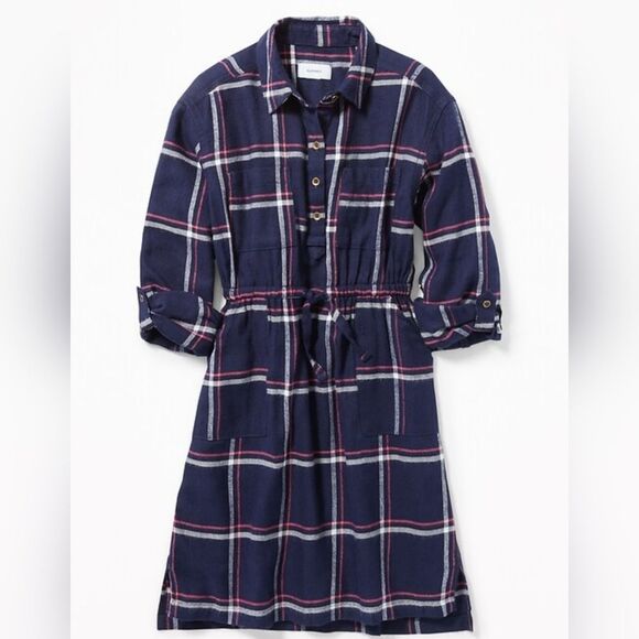 Old Navy Girl's Plaid Flannel Button-Up Dress Size XL 14 - Picture 1 of 5